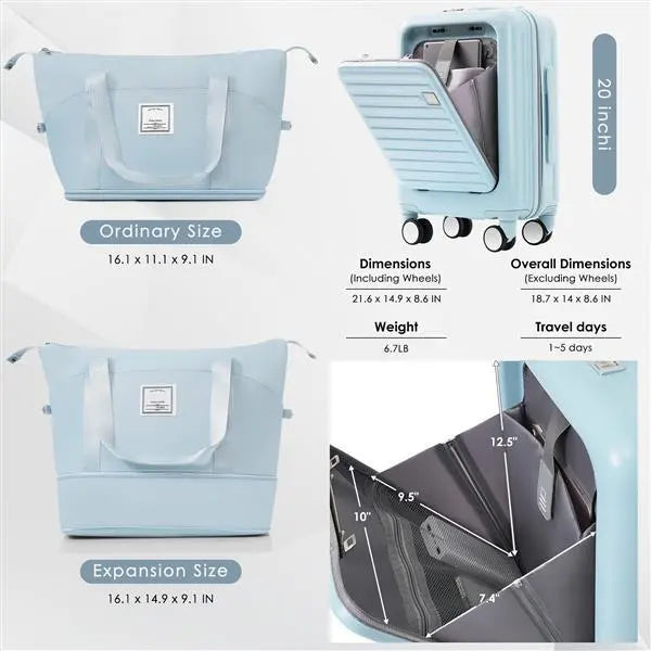Deluxe Cabin Luggage – 20” Front-Opening, TSA Approved & USB Charging Trendarium
