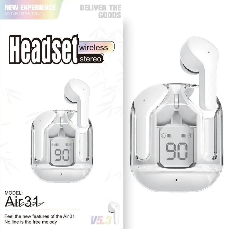 Compact Transparent Bluetooth Earbuds – ENC & Smart Display Trendarium