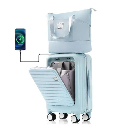 Deluxe Cabin Luggage – 20” Front-Opening, TSA Approved & USB Charging Trendarium