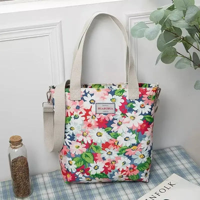 Versatile Large Capacity Floral Canvas Crossbody Shoulder Bag Trendarium