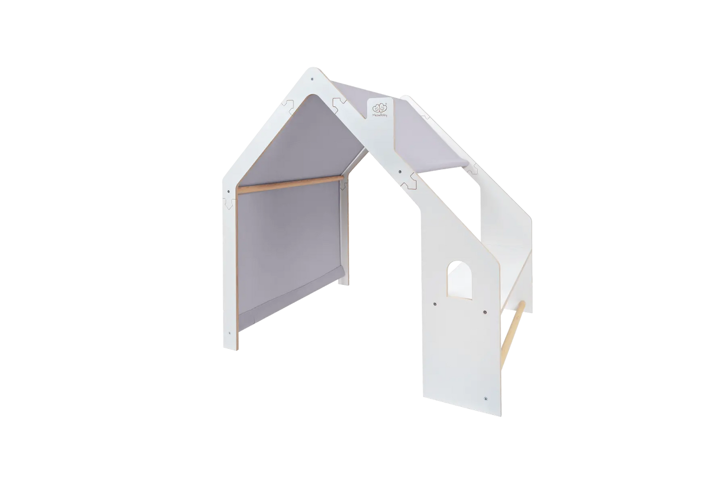 MeowBaby® White Wooden House for Kids - Blue Roof