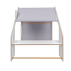 MeowBaby® White Wooden House for Kids - Blue Roof