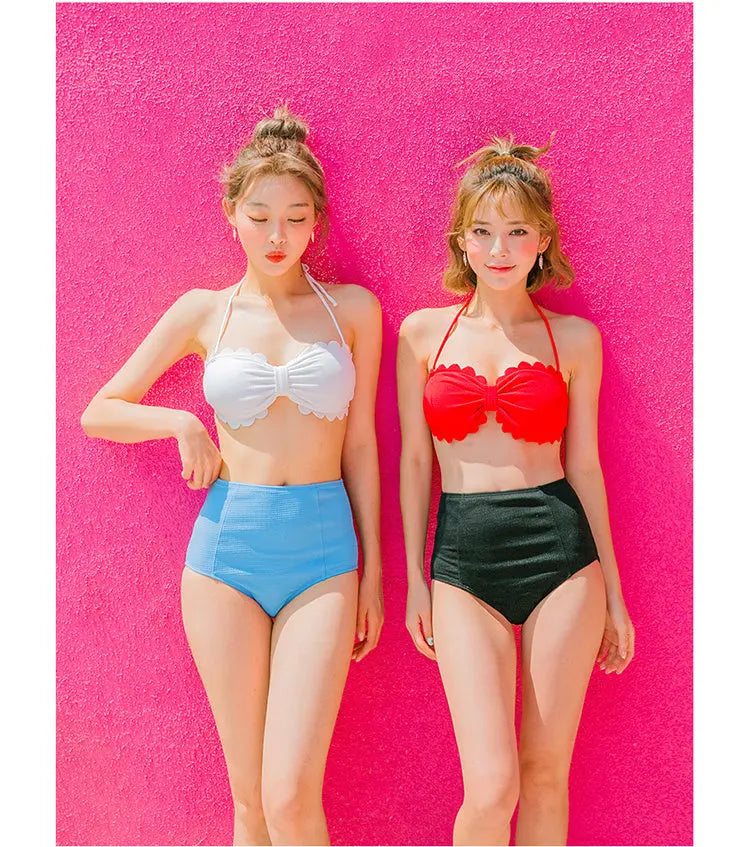 RetroDuo™ – Ruffle High-Waist Bikini Set Trendarium