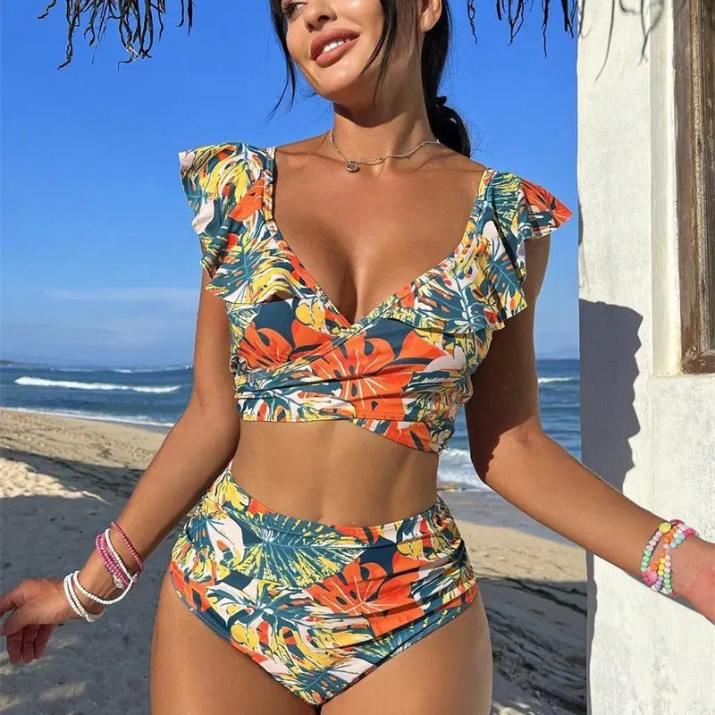 WaveWhirl Ruffle Halter Set Trendarium