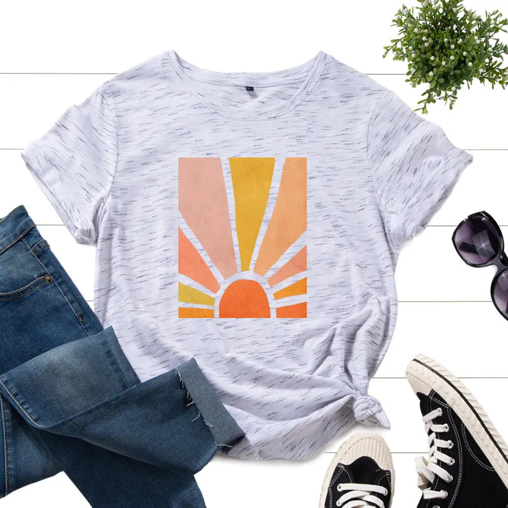 Sunrise Glow Retro Tee – Soft Cotton Graphic Shirt Trendarium