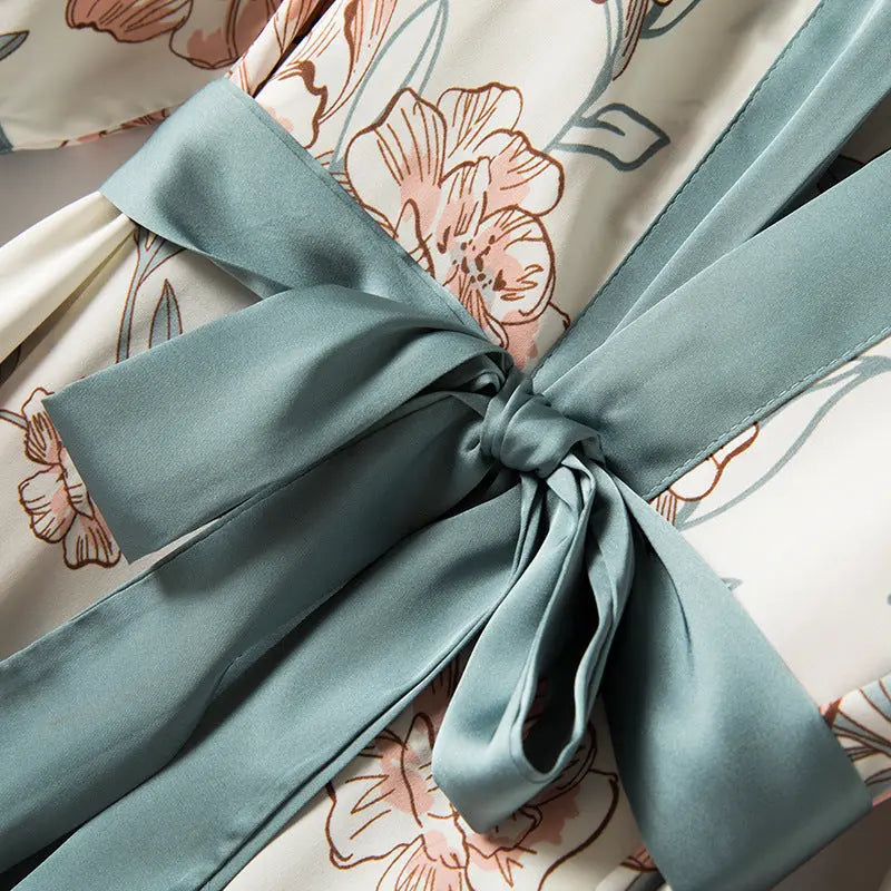 5-Piece Luxury Satin Kimono Sleepwear Set – Floral & Solid Mix Trendarium