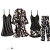 5-Piece Luxury Satin Kimono Sleepwear Set – Floral & Solid Mix Trendarium