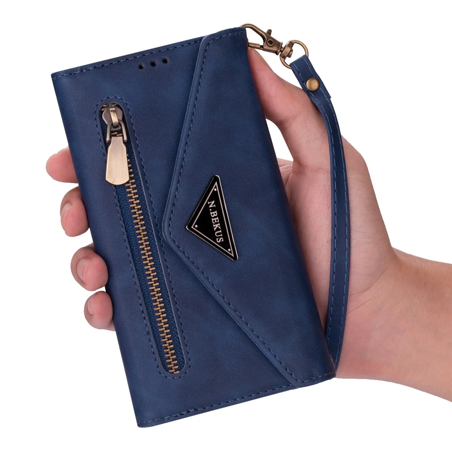 Premium Wallet-Style Phone Case with Zipper Pocket – Leather Feel Trendarium