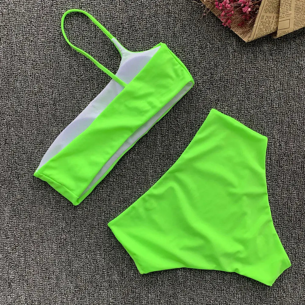 GlowBabe™ – One Shoulder Neon Bikini Set Trendarium