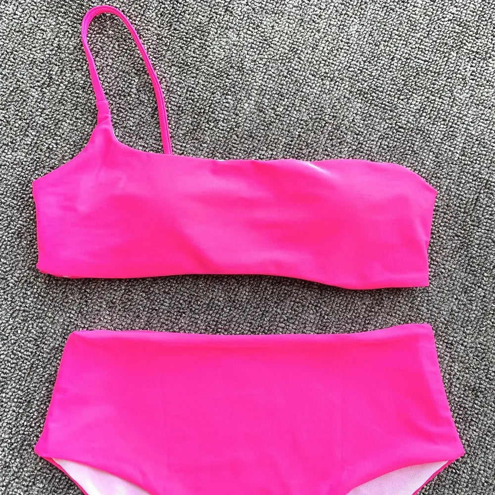 GlowBabe™ – One Shoulder Neon Bikini Set Trendarium