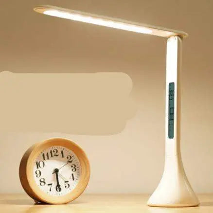 Smart Touch LED Desk Lamp with Clock & USB Charging – Adjustable Brightness Trendarium