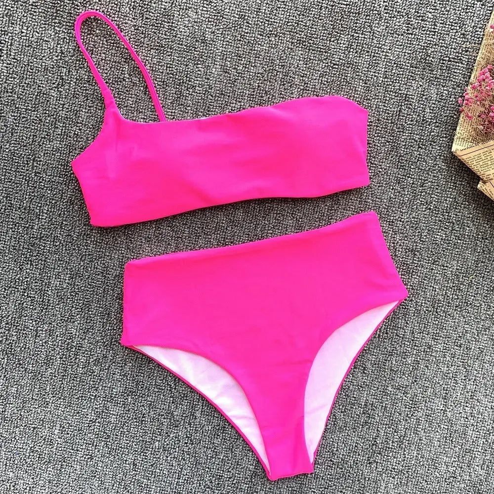 GlowBabe™ – One Shoulder Neon Bikini Set Trendarium