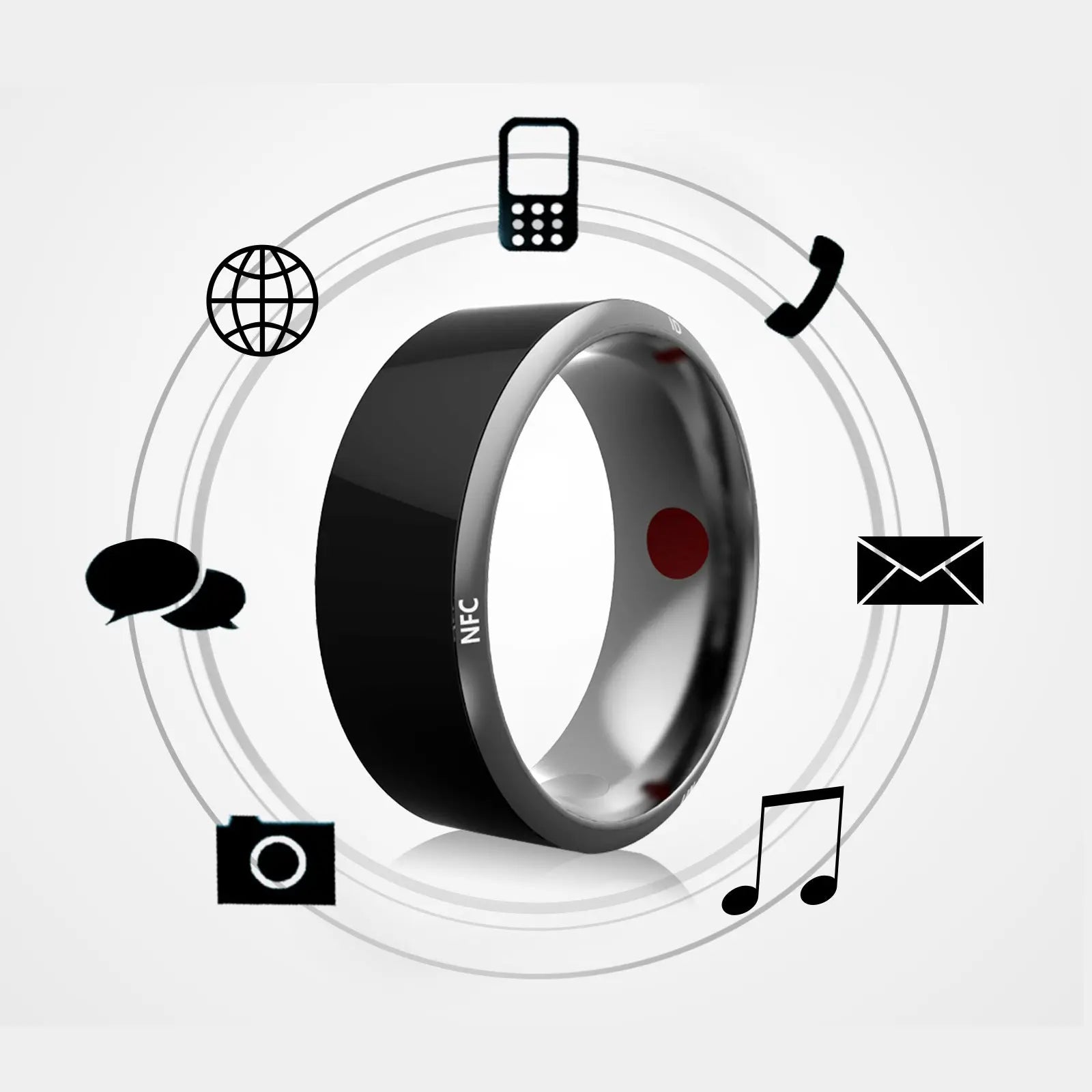 Smart Ring Wearable Device Multifunctional Black High-tech Trendarium