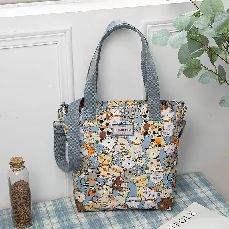 Versatile Large Capacity Floral Canvas Crossbody Shoulder Bag Trendarium
