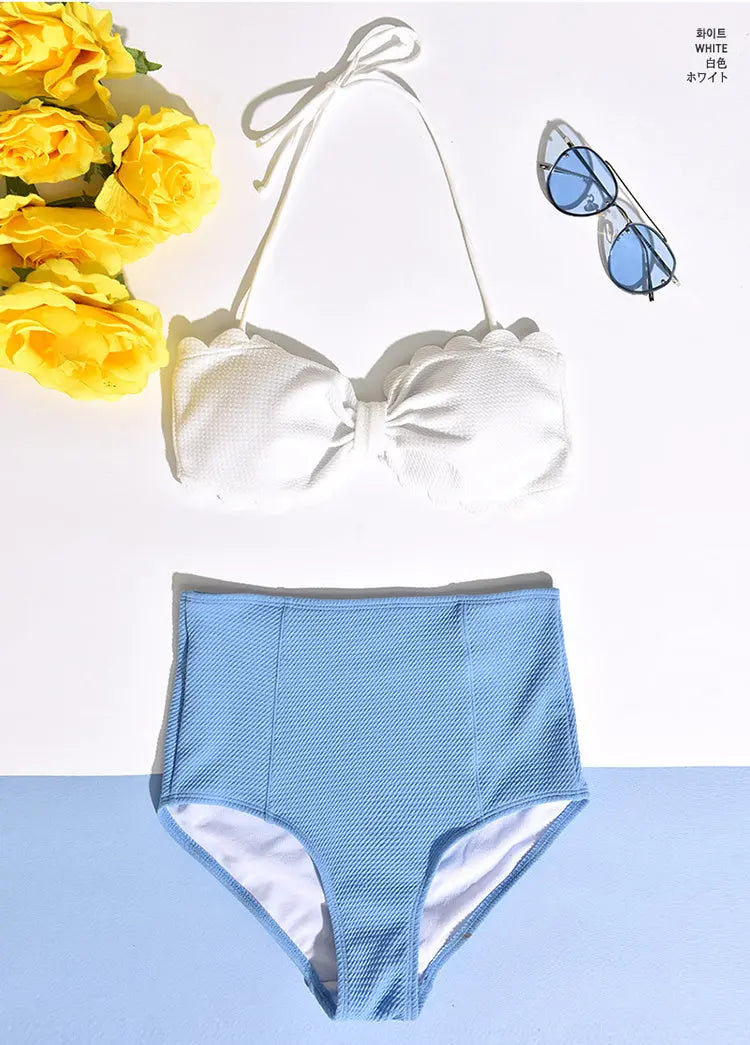 RetroDuo™ – Ruffle High-Waist Bikini Set Trendarium