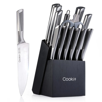 SteelEdge™ – 15-Piece Chef Knife Set with Block Trendarium