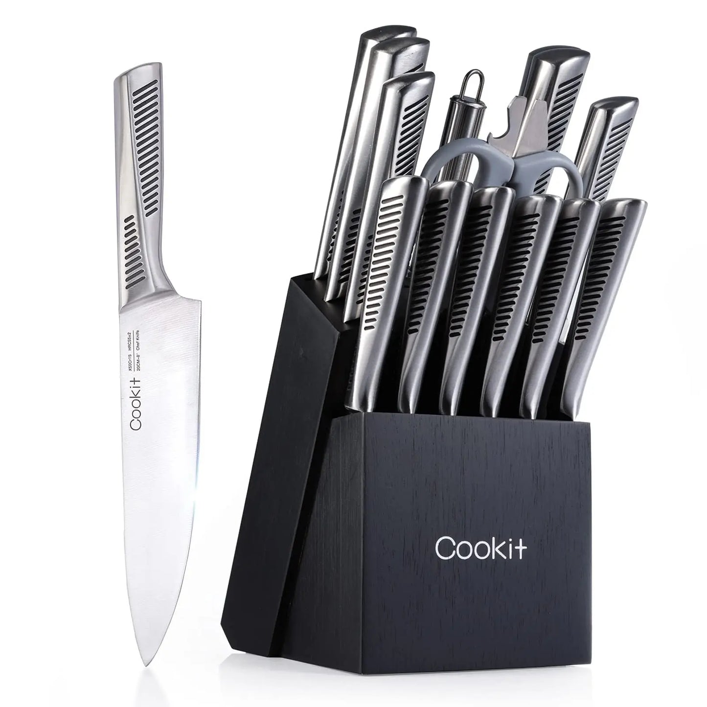 SteelEdge™ – 15-Piece Chef Knife Set with Block Trendarium