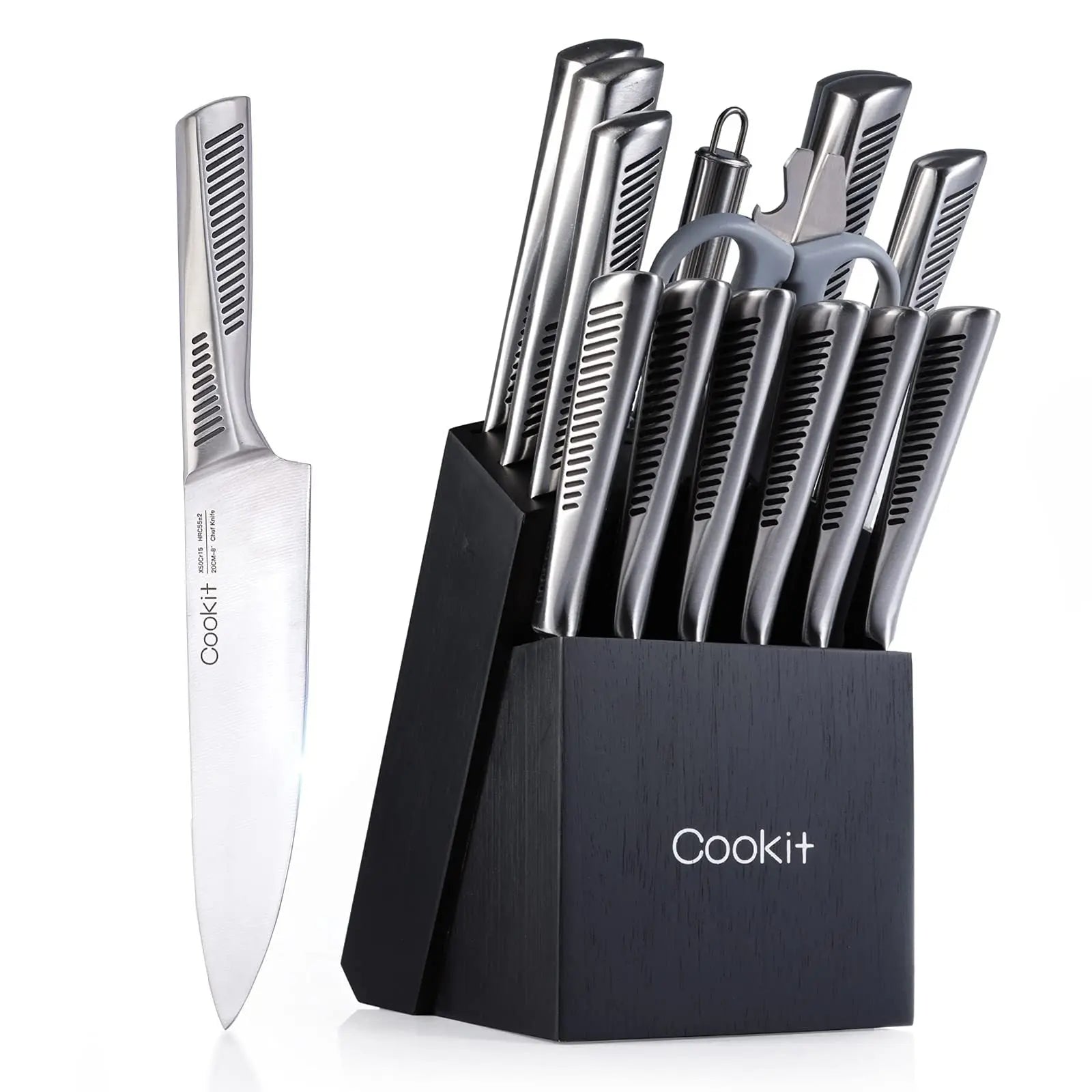 SteelEdge™ – 15-Piece Chef Knife Set with Block Trendarium