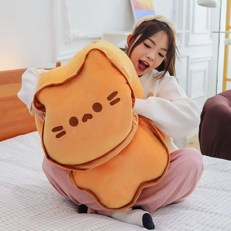 Kawaii Biscuit Cat Plush – Soft & Squishy Hug Pillow Trendarium