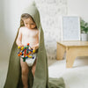 Linen Hooded Waffle Towel for Kids - Sage