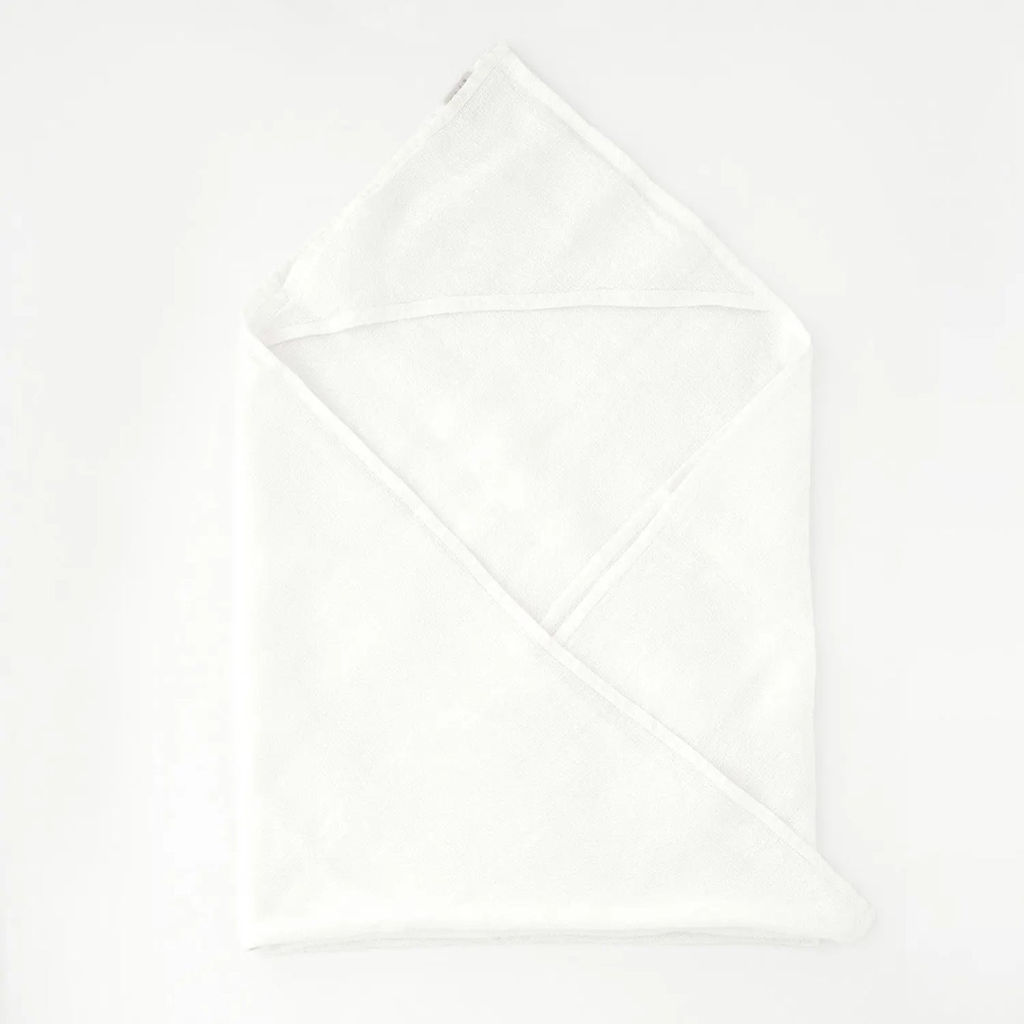 Linen Hooded Waffle Towel for Kids - White