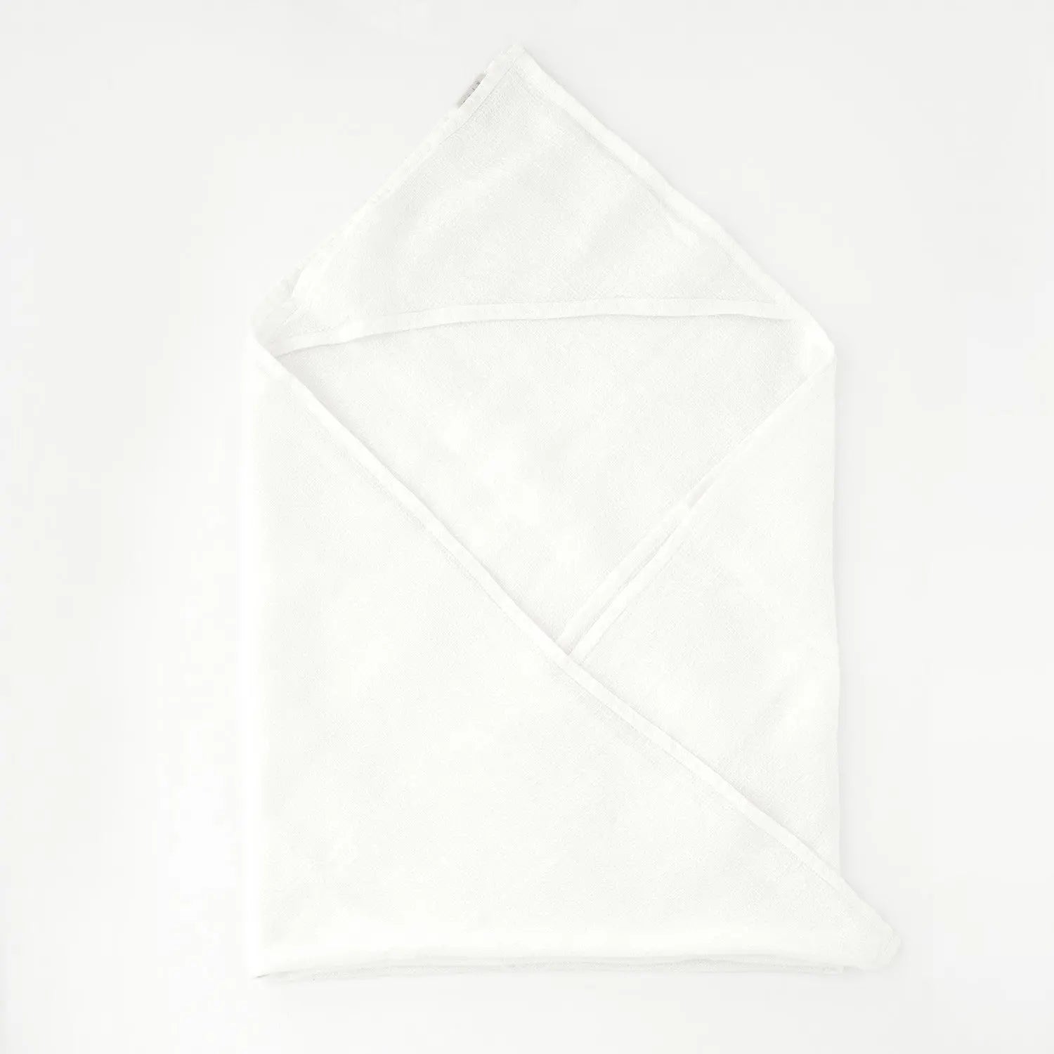 Linen Hooded Waffle Towel for Kids - White