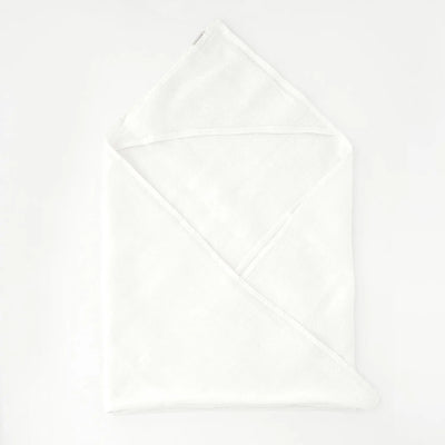 Linen Hooded Waffle Towel for Kids - White
