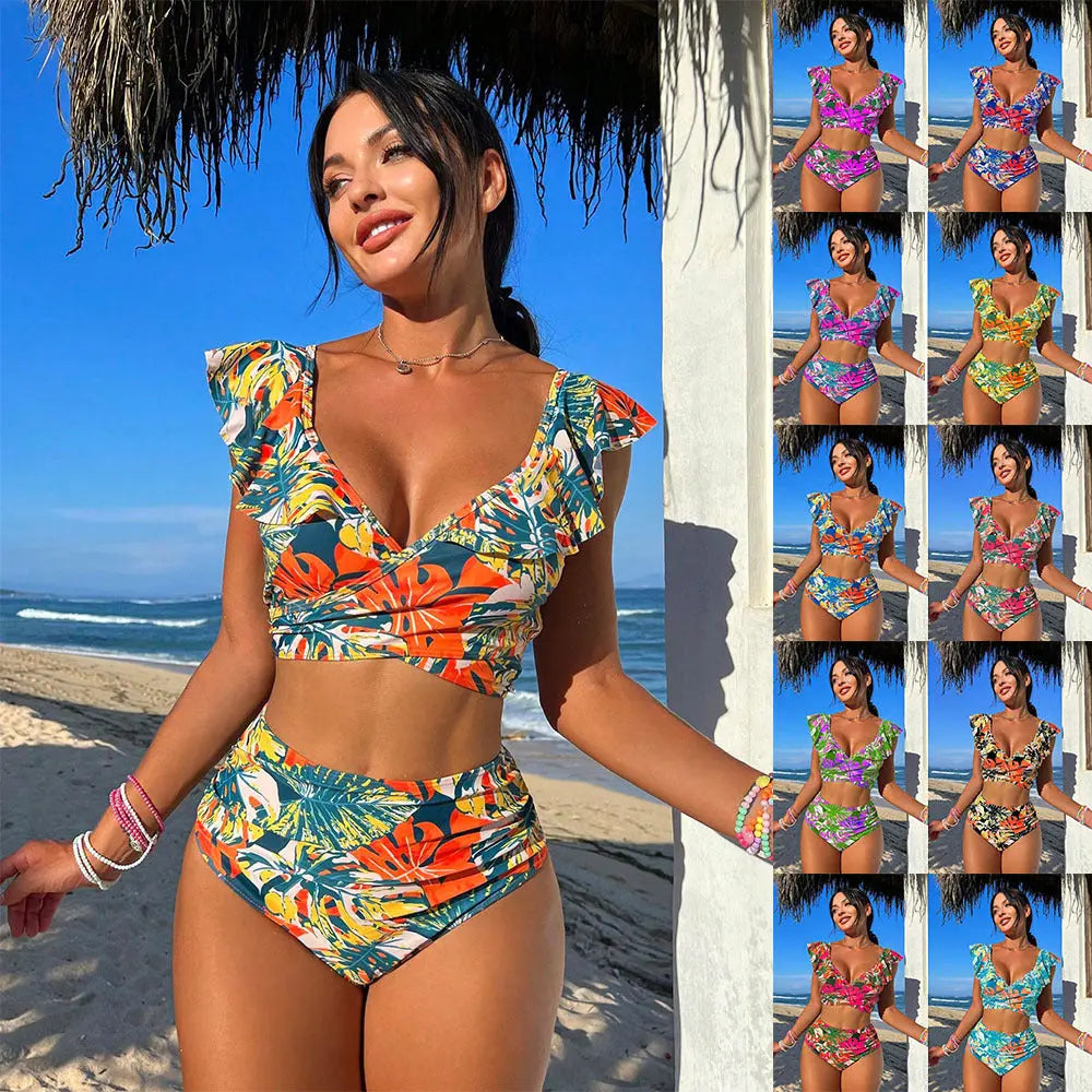 WaveWhirl Ruffle Halter Set Trendarium