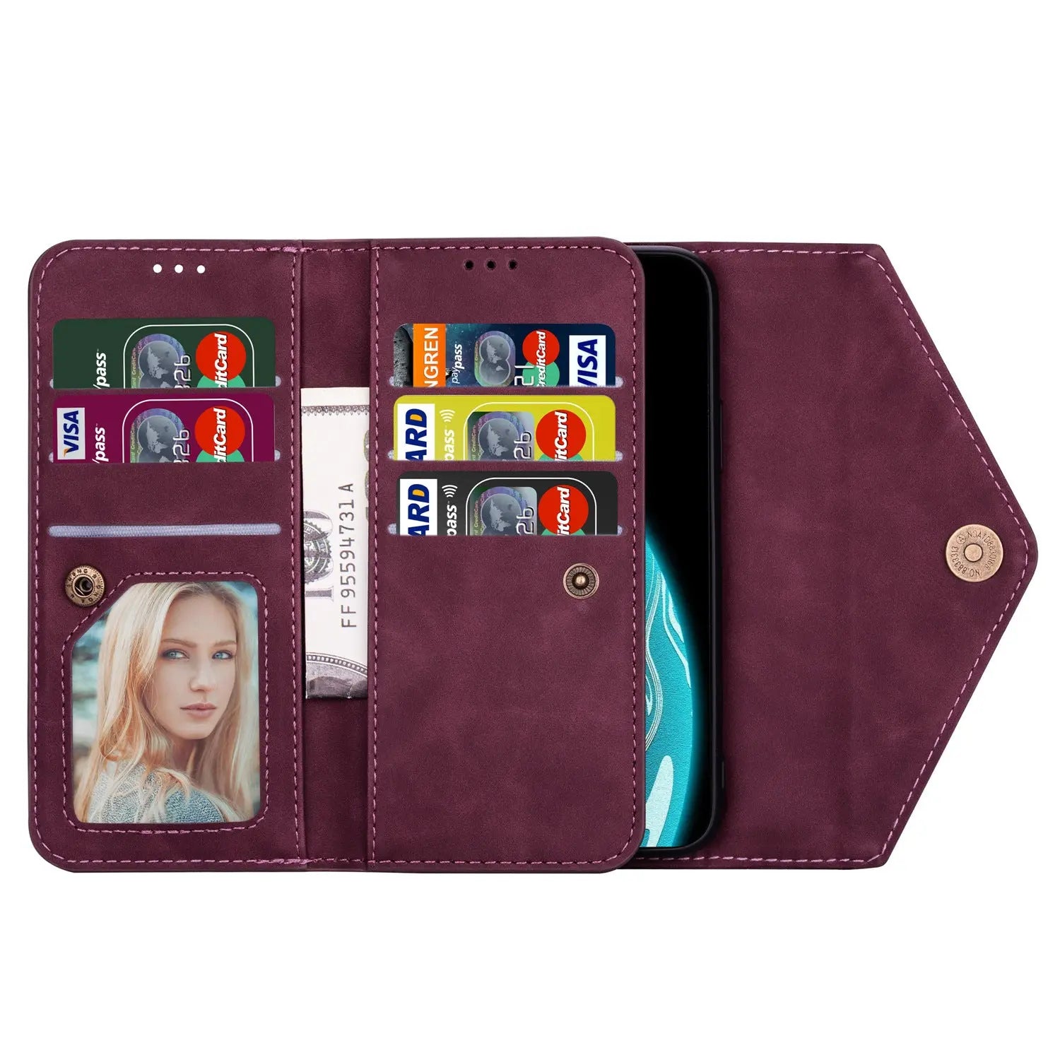 Premium Wallet-Style Phone Case with Zipper Pocket – Leather Feel Trendarium