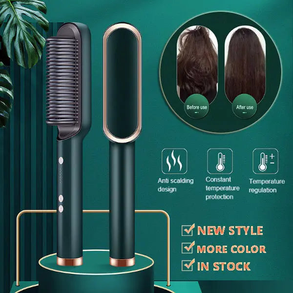 2-in-1 Ionic Hair Straightening Brush Trendarium