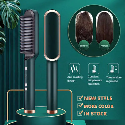 2-in-1 Ionic Hair Straightening Brush Trendarium