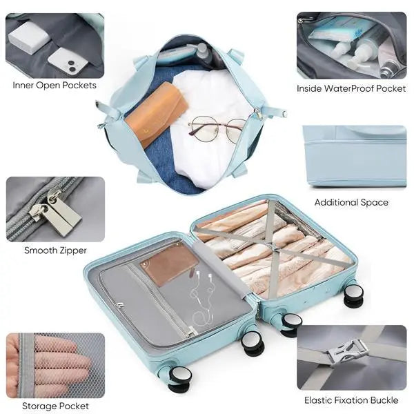Deluxe Cabin Luggage – 20” Front-Opening, TSA Approved & USB Charging Trendarium