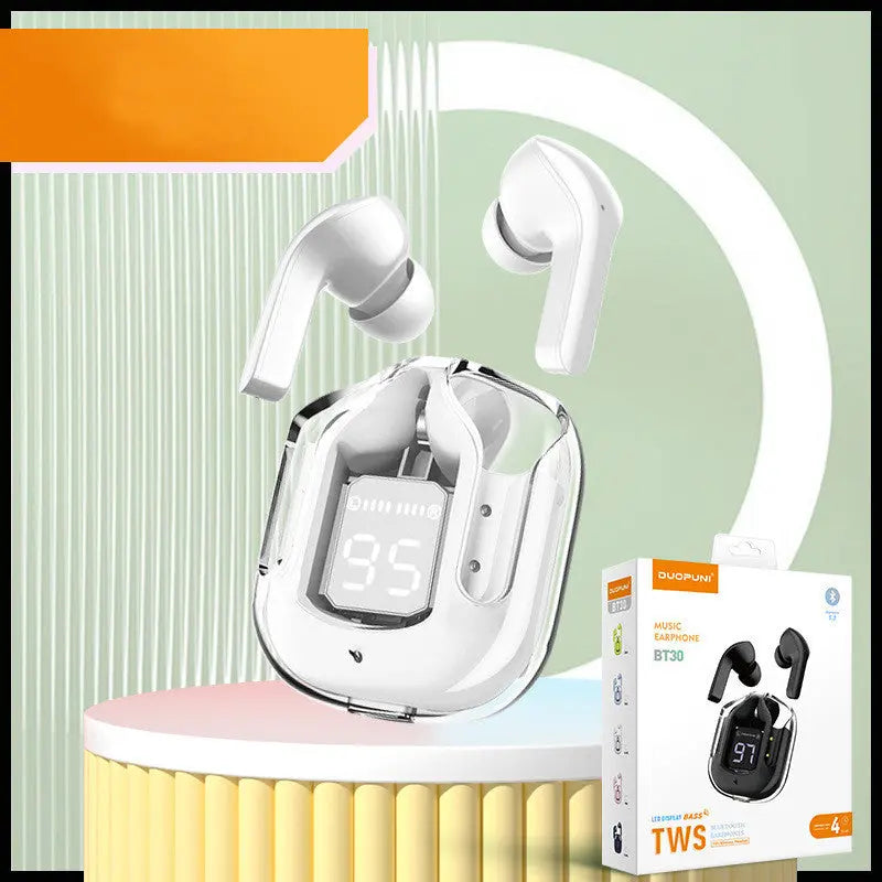 Compact Transparent Bluetooth Earbuds – ENC & Smart Display Trendarium