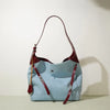 Top Layer Cowhide With Denim Fashion All-match Large Capacity Shoulder Tote Bag Trendarium