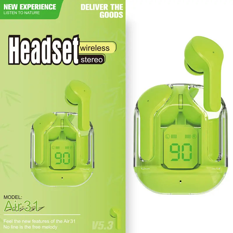 Compact Transparent Bluetooth Earbuds – ENC & Smart Display Trendarium