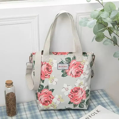 Versatile Large Capacity Floral Canvas Crossbody Shoulder Bag Trendarium