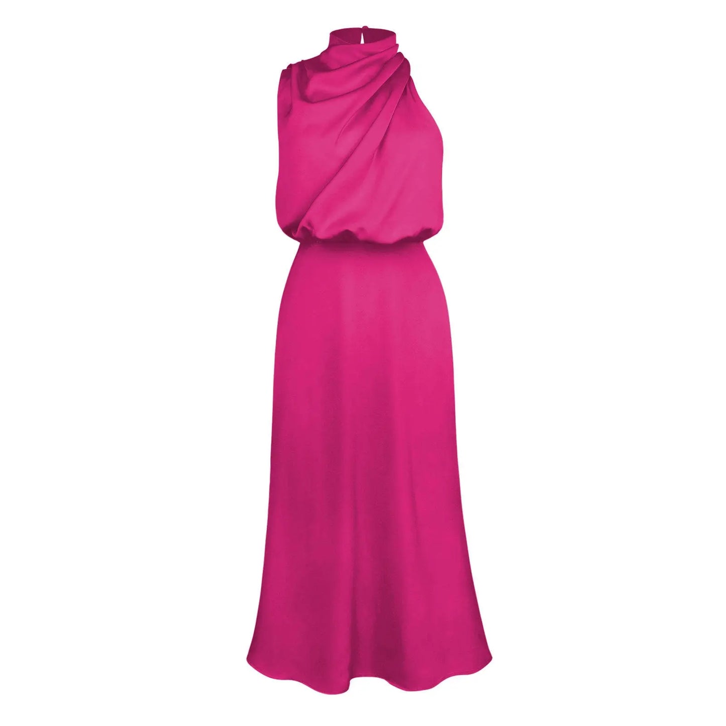 Silk Elegance Drape Halter Dress – Evening & Party Wear Trendarium