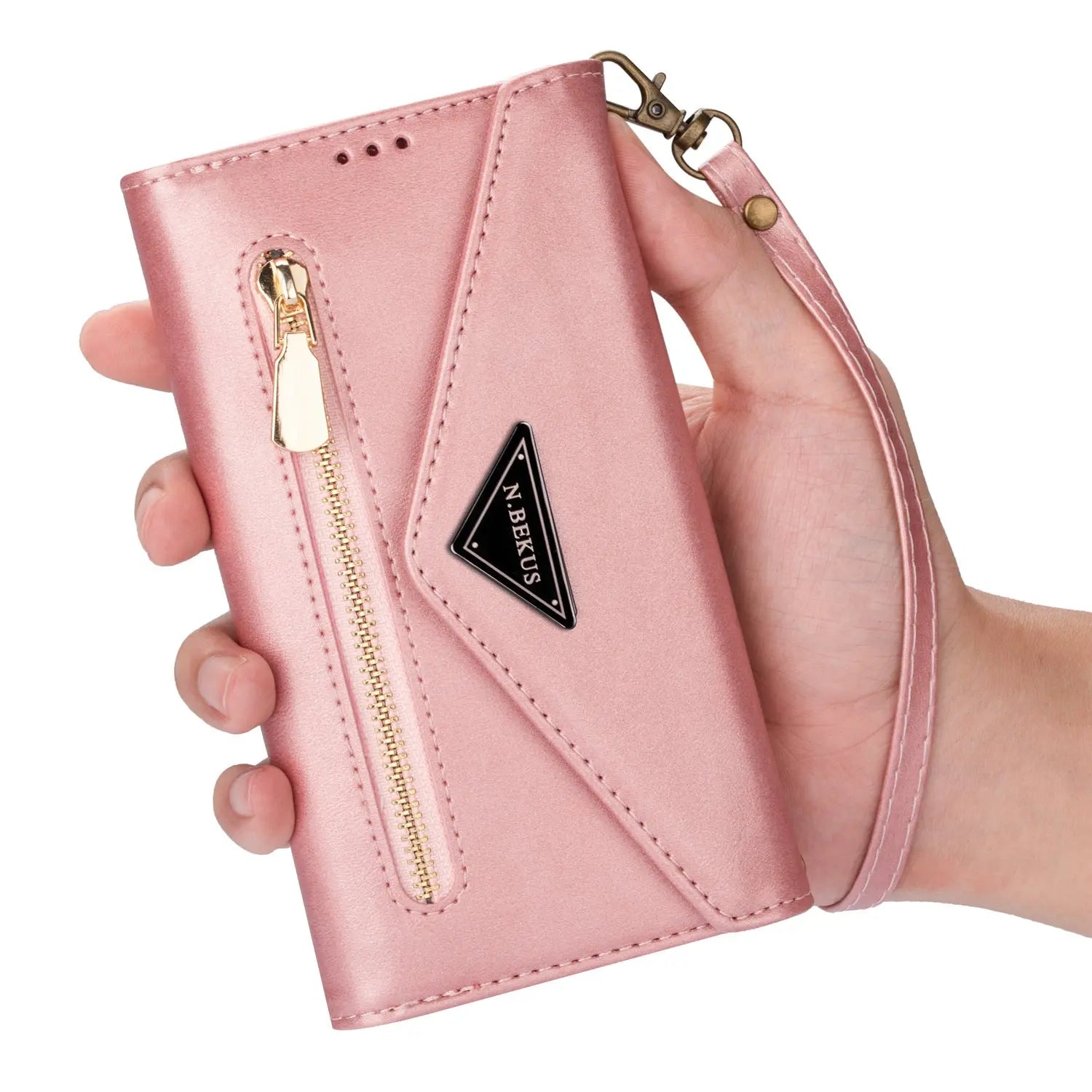 Premium Wallet-Style Phone Case with Zipper Pocket – Leather Feel Trendarium