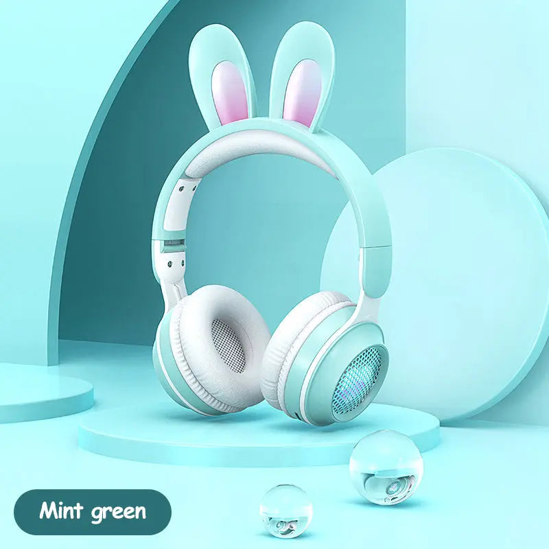 Rabbit Ear Headphones Wireless Luminous Extendable Wheat Headphones Trendarium
