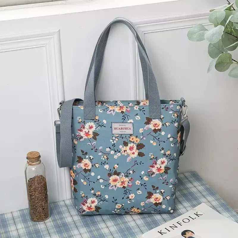 Versatile Large Capacity Floral Canvas Crossbody Shoulder Bag Trendarium