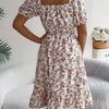 Floral Print Square Collar Dress Trendarium