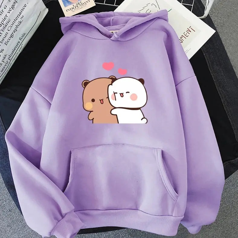 Kawaii Hug Hoodie – Panda & Bear Love Edition Trendarium