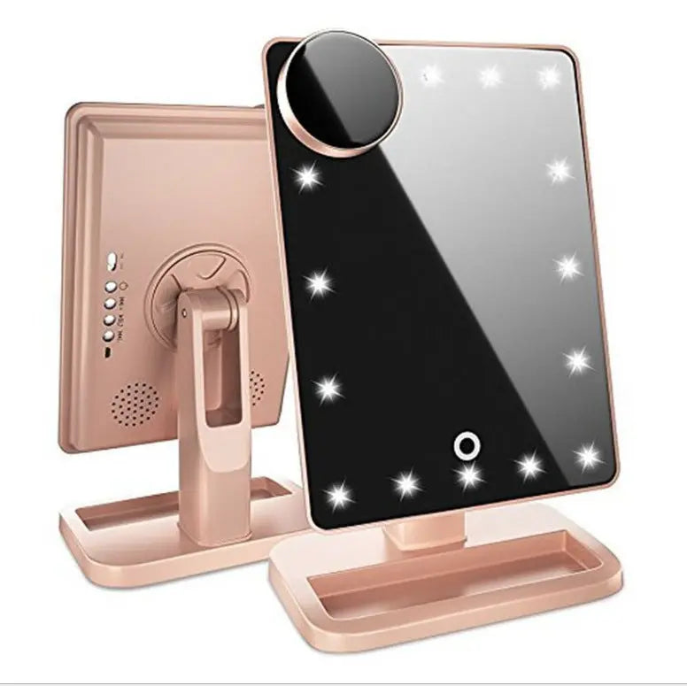 Touch Screen Makeup Mirror With 20 LED Light Bluetooth Music Speaker 10X Magnifying Mirrors Lights Trendarium