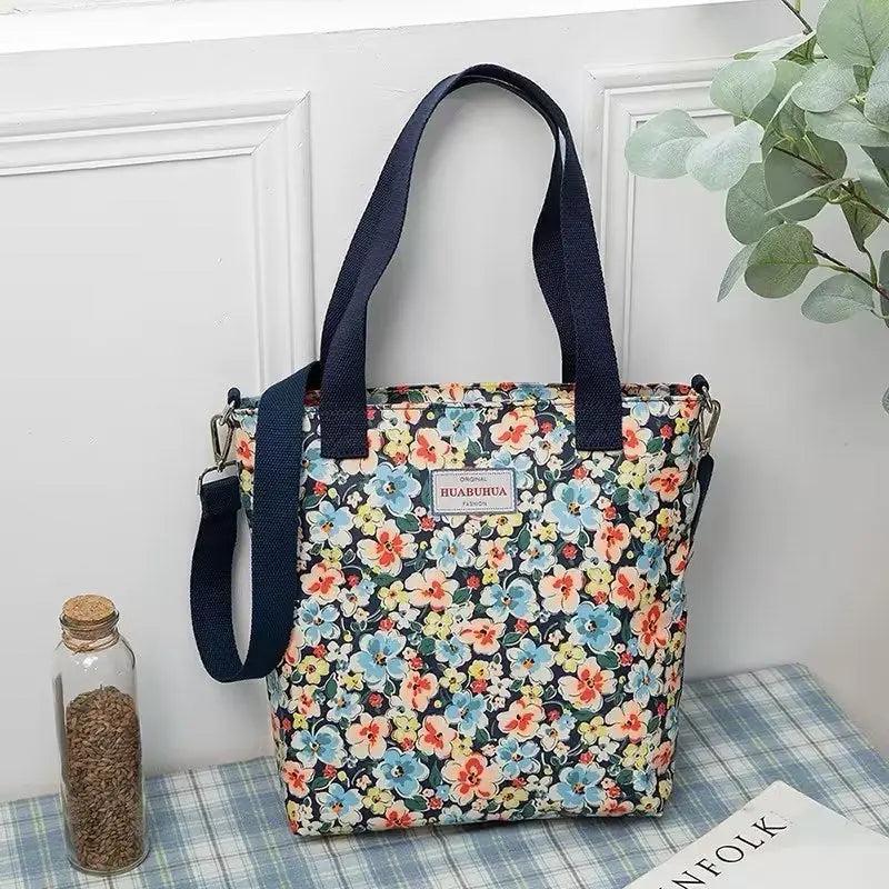 Versatile Large Capacity Floral Canvas Crossbody Shoulder Bag Trendarium