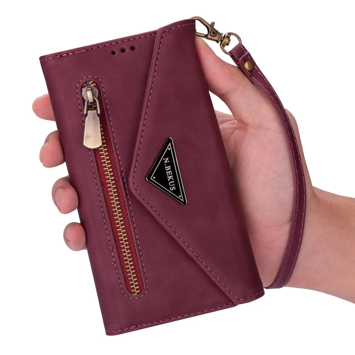 Premium Wallet-Style Phone Case with Zipper Pocket – Leather Feel Trendarium
