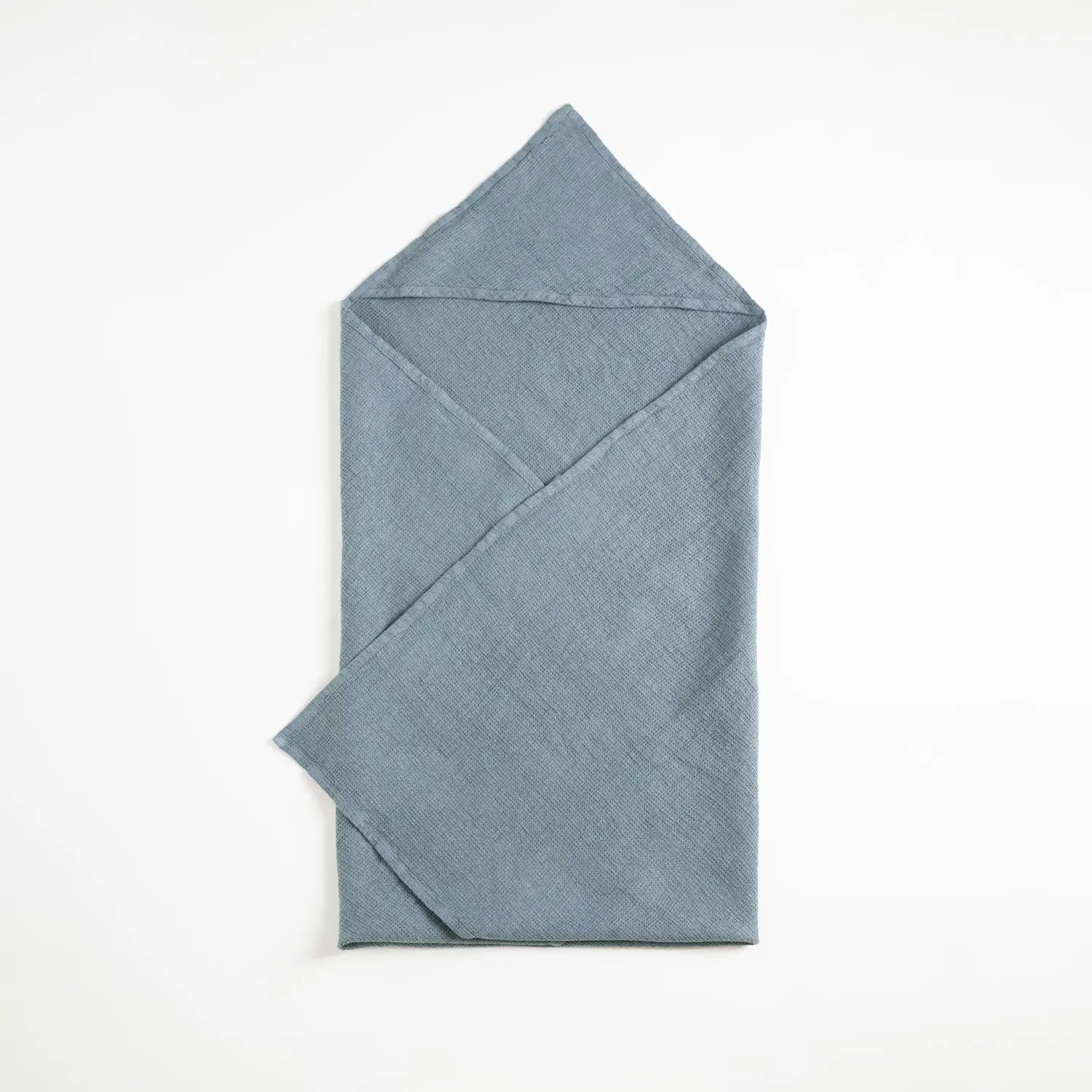 Linen Hooded Waffle Towel for Kids - Blue Fog