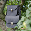 Natural Leather Saddle Bag Large – Grey