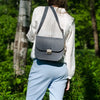 Natural Leather Saddle Bag Large – Grey