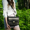 Natural Leather Saddle Bag Large – Black