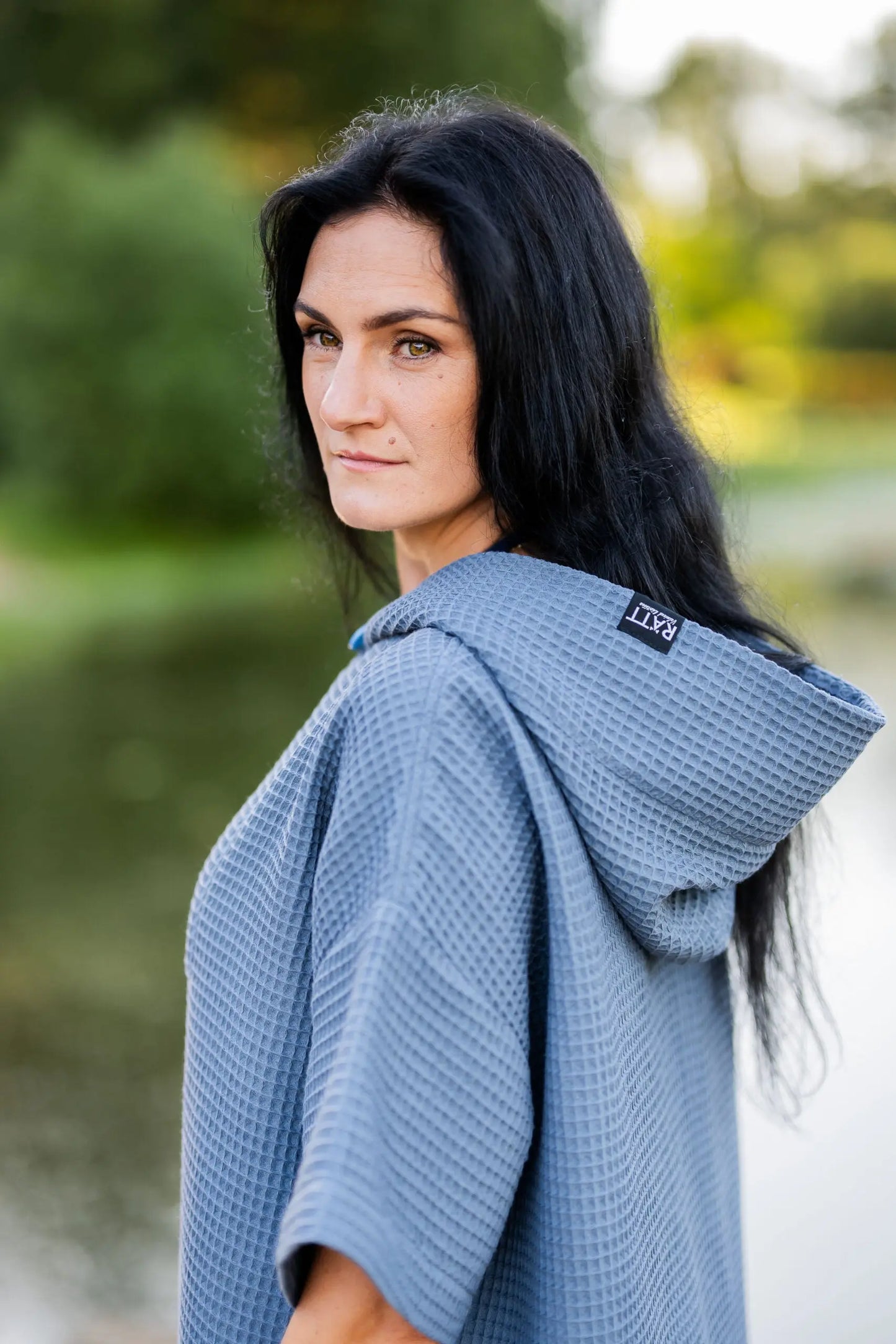Short-Sleeve Surf Poncho - Cotton Waffle
